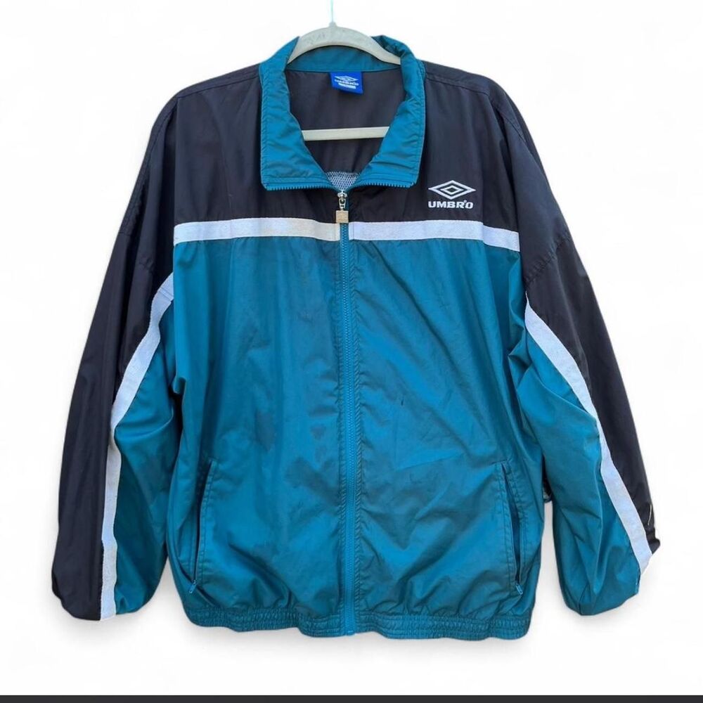 Vintage 90s Umbro Colorblock Windbreaker Track Jacket | Large